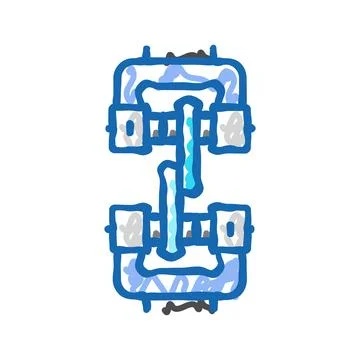 Shear testing materials engineering icon doodle illustration Stock Illustration