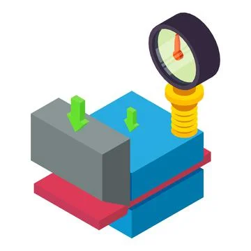 Shearing process icon isometric vector. Automatic hydraulic press machine icon Stock Illustration