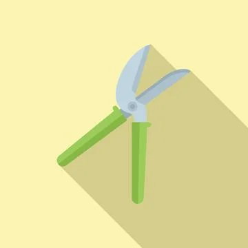 Shears secateur icon flat vector. Garden pruning Illustrazione stock