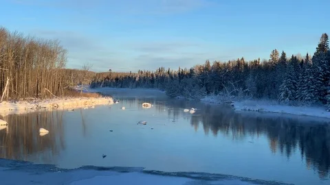 Shebandowan River Winter Stock Footage 115447610