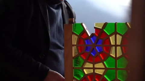 Shebeke Workshop Art Stained Mosaic Colored Glass Window Prepare Stock-Footage 251548223