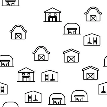 Shed Construction Vector Seamless Pattern Stock Illustration