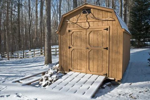 Shed in winter Stock Photos