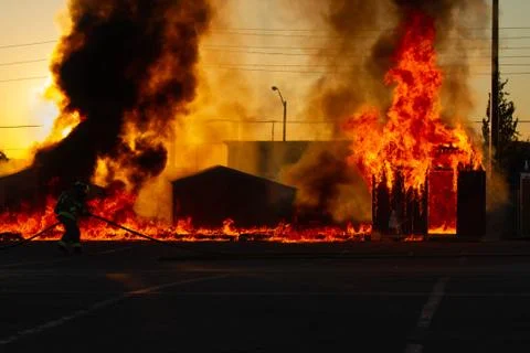 ShedOnFire2 Foto stock