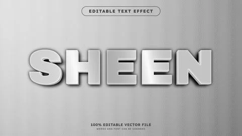 Sheen Metallic silver editable text effect on grey background Stock Illustration