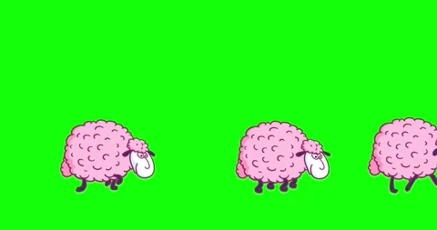 Sheep 2 sleep pink multi characters with outline greenbox Video stock 249992747