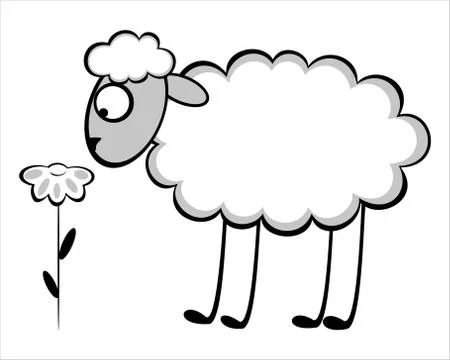 Sheep and flower Stock Illustration