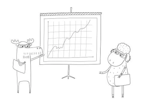 Sheep and moose doing presentation Stock Illustration