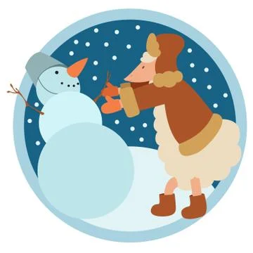 Sheep and Snowman Stock Illustration