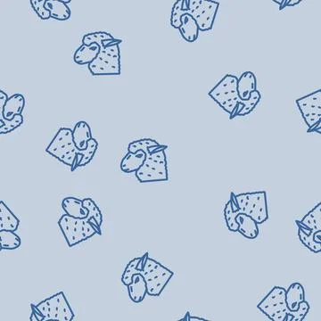 Sheep animal line vector seamless pattern Illustrazione stock