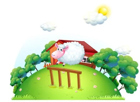A sheep at the barnyard Stock Illustration