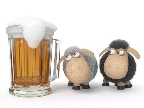 Sheep with beer Stock Illustration