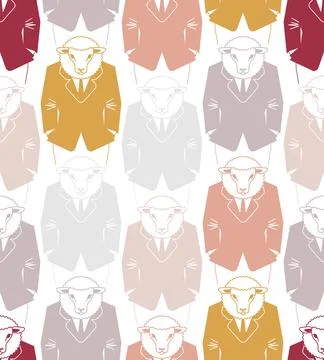 Sheep businessman pattern seamless. ewe in business suit background. jumbuc.. Stock Illustration