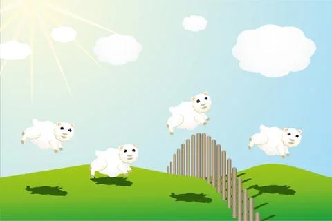 Sheep count to sleep symbolically as a vector Stock Illustration