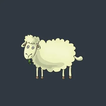 Sheep cute on gray background. Isolated cartoon vector character Stock Illustration