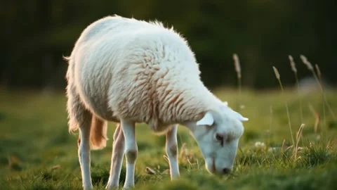 Sheep eating grass Stock Footage 310666942