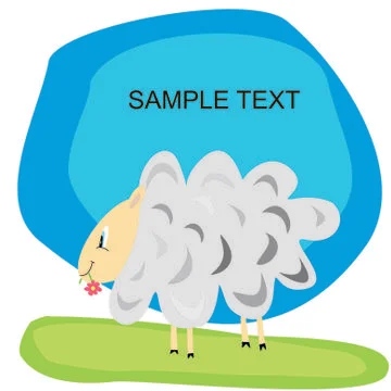 Sheep eats the flower Stock Illustration