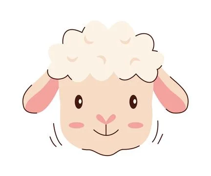 Sheep face. Cute flat vector illustration of a smiling sheep face Stock Illustration