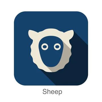 Sheep face flat icon Stock Illustration