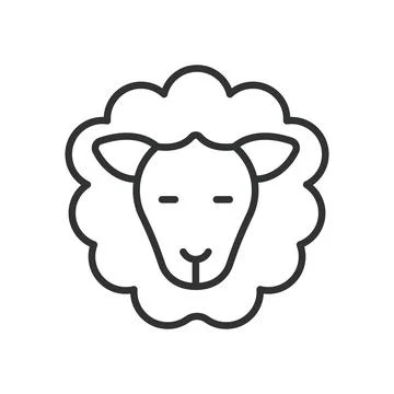 Sheep face, icon in line design. sheep, animal, farm, lamb, wool, livestock Stock Illustration