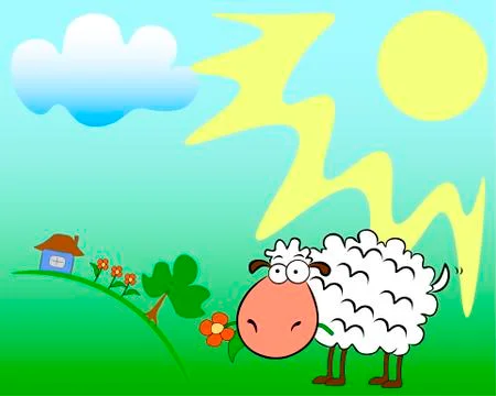 Sheep on the field Stock Illustration