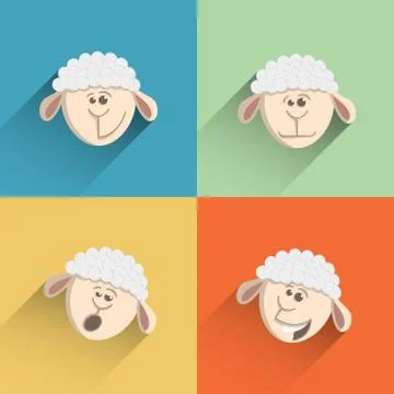 Sheep  flat design set 1 스톡 일러스트
