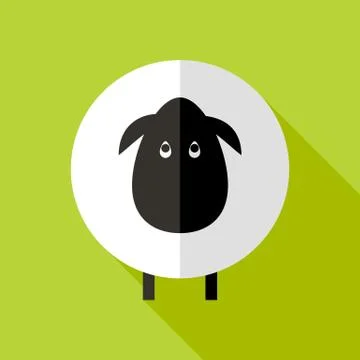 Sheep Flat Icon over Green Illustrazione stock