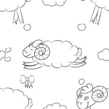 Sheep flying in the clouds. Stock Illustration