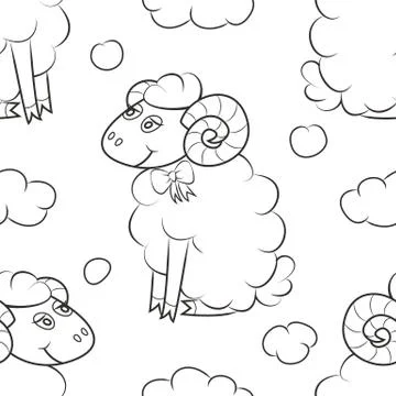 Sheep flying in the clouds. Stock Illustration