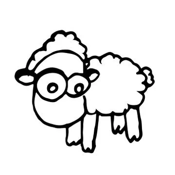 Sheep hand draw sketch, vector Stock Illustration