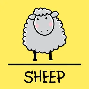 Sheep hand-drawn style. Stock Illustration