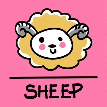 Sheep hand-drawn style,Vector illustration. Stock Illustration