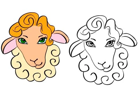 Sheep head - contour Stock Illustration