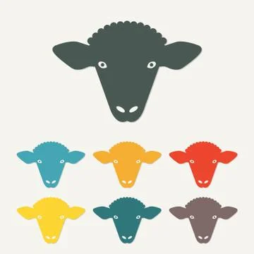 Sheep head or face icon. Agriculture and farming concept. Colorful vector illust Stock Illustration