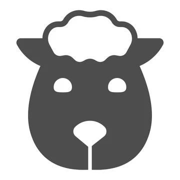Sheep Head solid icon, domestic animals concept, Lamb sign on white background 스톡 일러스트