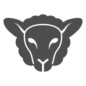 Sheep head solid icon, Farm animals concept, lamb sign on white background Stockillustratie