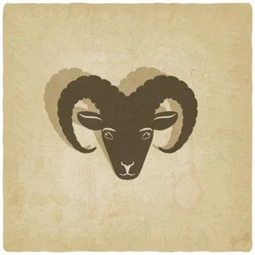 Sheep head symbol old background Stock-Illustration