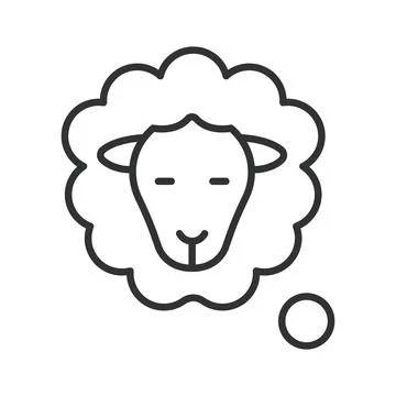 Sheep head in a thought bubble icon in line design. Animal, farm, wool, idea Stock Illustration