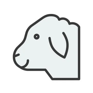Sheep head vector, Farm animal filled style editable stroke icon 스톡 일러스트