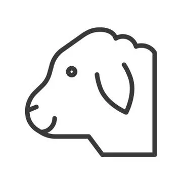 Sheep head vector, Farm animal line style editable stroke icon 스톡 일러스트