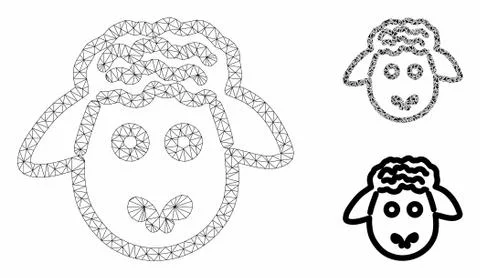 Sheep Head Vector Mesh Network Model and Triangle Mosaic Icon Stock Illustration