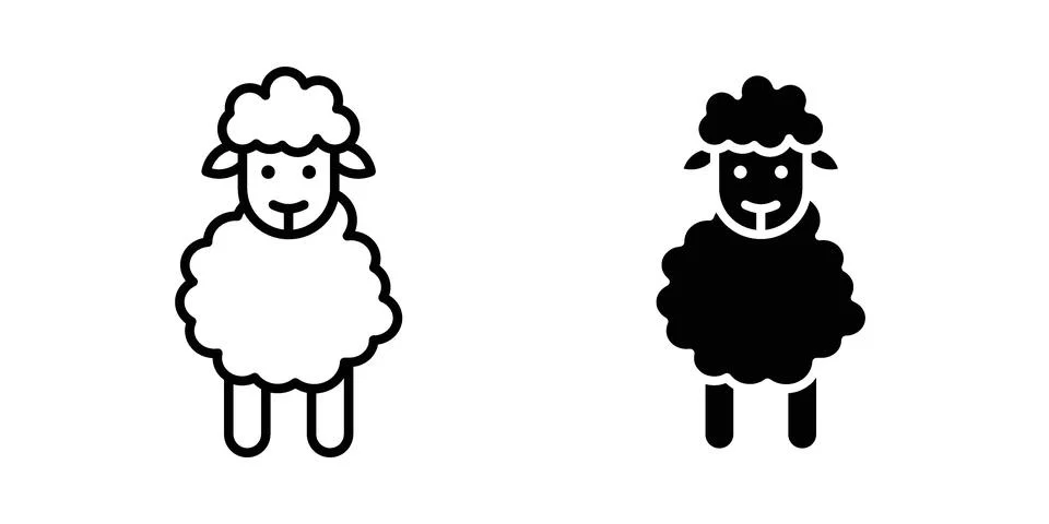 Sheep icon linear versions pack on white background Stock Illustration