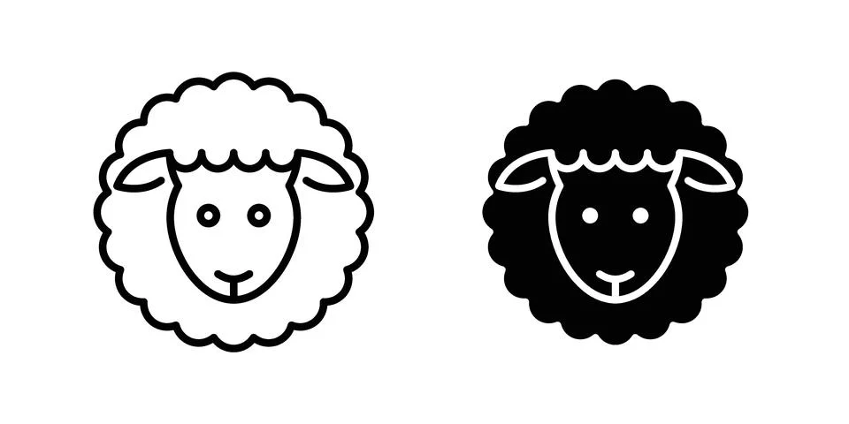 Sheep icon vector concepts, line and silhouette style Stock Illustration