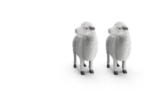 Sheep isolated on white background 3D illustration Stock Illustration