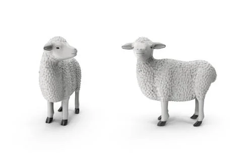 Sheep isolated on white background 3D illustration Stock Illustration