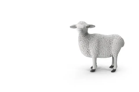 Sheep isolated on white background 3D illustration Stock Illustration