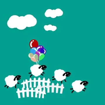 Sheep jump sleeping dream background cartoon Stock Illustration