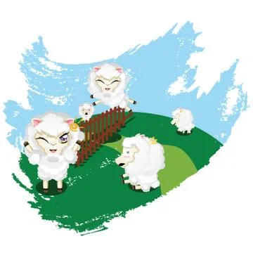 Sheep Jumping Stock Illustration