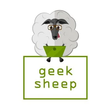 Sheep with laptop Stock Illustration