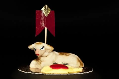 Sheep Marzipan- Easter cake- Sicily Stock Photos